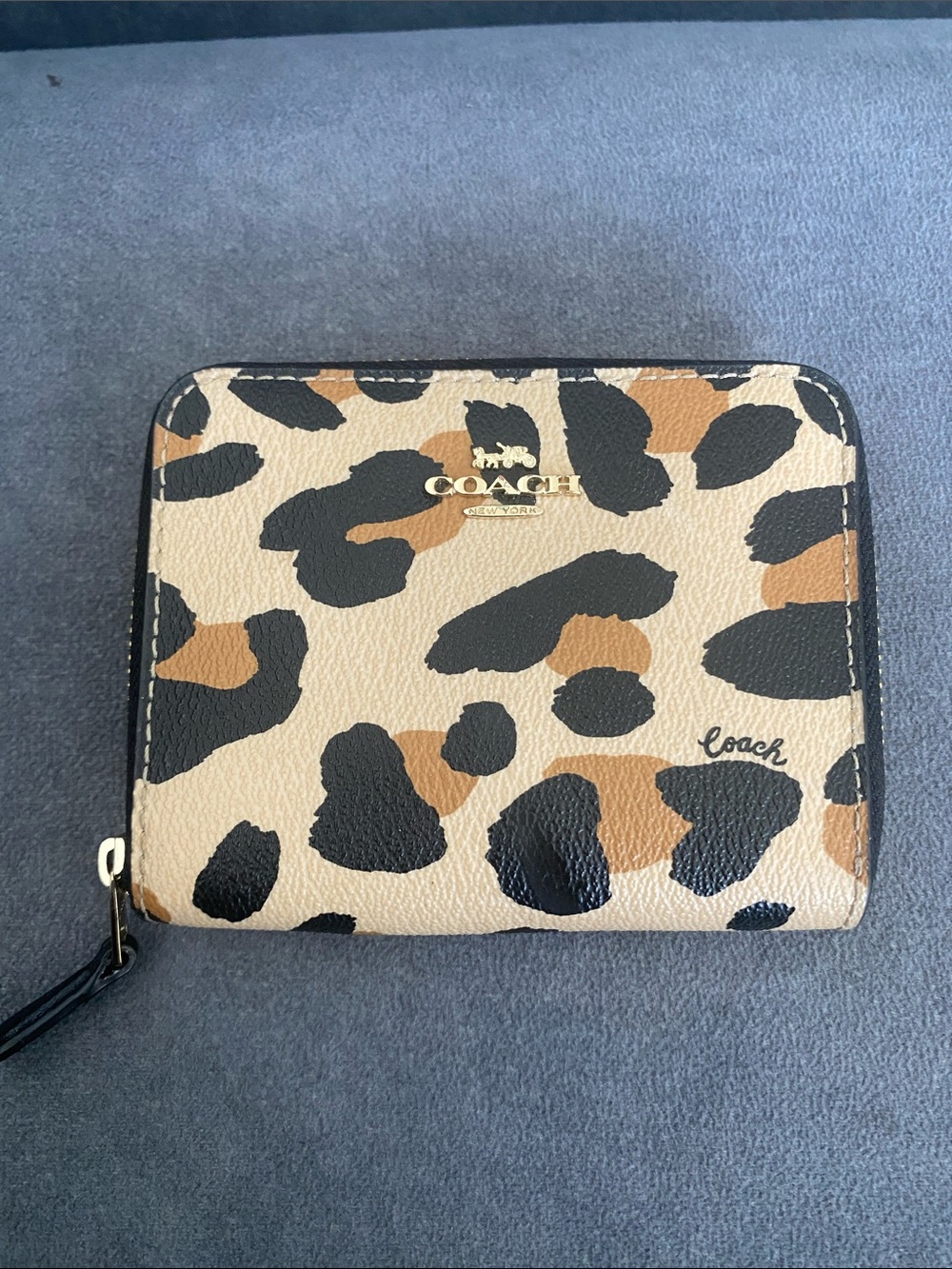 Coach Leopard-Print Zip Wallet - Beige, Black & Brown